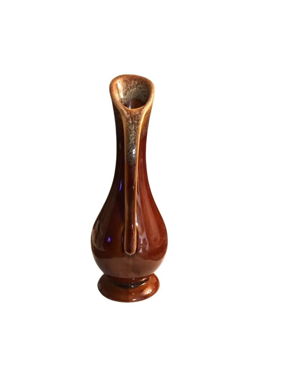 Vintage MCM Dalton USA Brown Drip Glaze Ceramic Ewer Vase With Handle